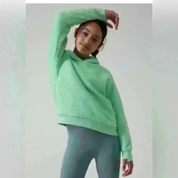 Athleta Girl So Snug Sherpa‎ Hoodie  with Pockets Green size XXL (16) - Picture 2 of 11